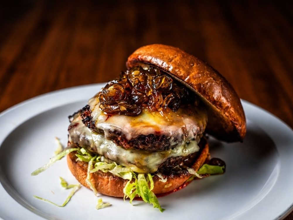 Double-patty burger at Whiskey Tango Bar & Grill